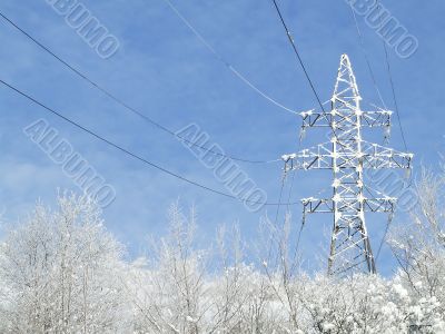 Snow-covered electric power lines