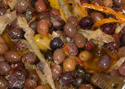 savoury olive cocktail in oil