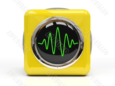 Yellow measuring instrument (oscillograph) isolated on