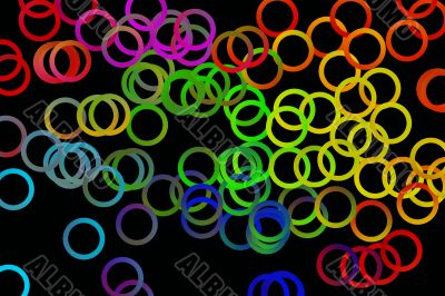 Coloured circles on black Coloured circles on black