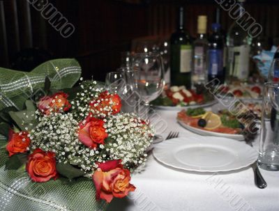 red roses on table