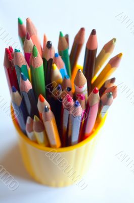 Pencils in a plastic glass