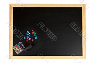Chalkboard with paperclips Chalkboard with paperclips