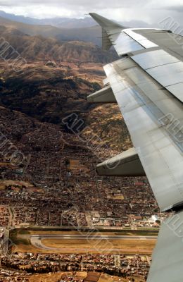flight over cusco, andes, peru