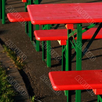 red summer party tables and red chairs red summer party tables and red chairs