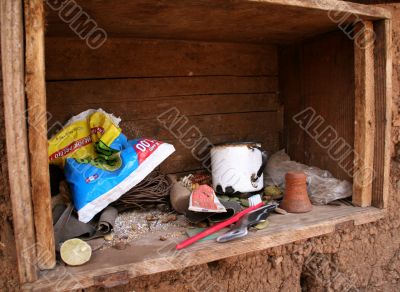 shelf in a hut shelf in a hut