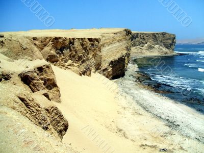 coast in the paracas national reserve, peru