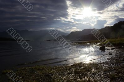 sunset in Lake Teleckoe, Altay sunset in Lake Teleckoe, Altay