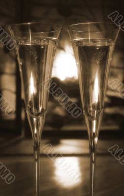 Romantic evening by the fire-sepia Romantic evening by the fire-sepia