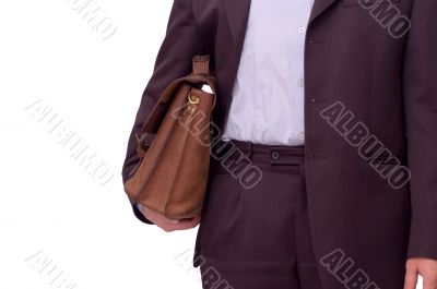man with briefcase over white