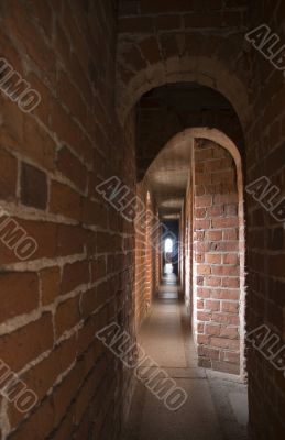 Narrow gallery with arches