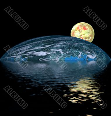 yellow ball over water yellow ball over water