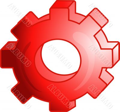 Red Gear icon or symbol