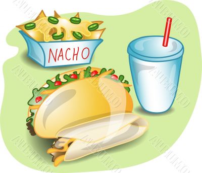 Illustration of a complete mexican lunch