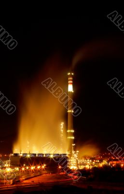Night view of a petrochemical refinery