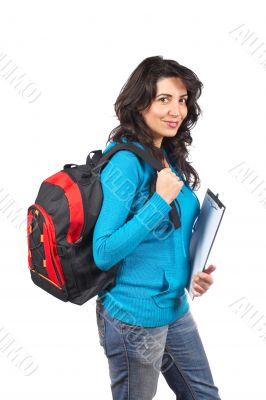 Student woman with backpack