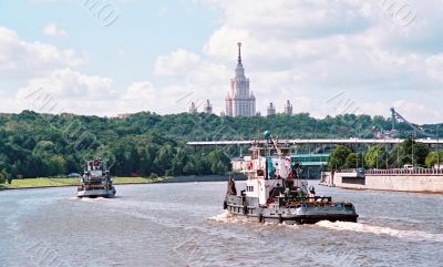 The ships on the river. Moscow. Russia.