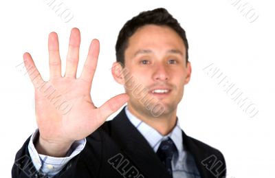 business man showing his hand business man showing his hand