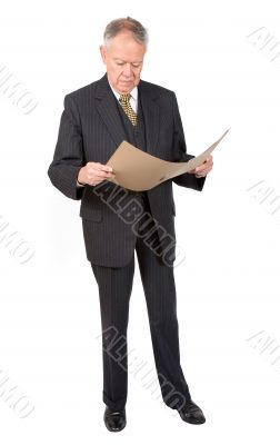 business man reading a report