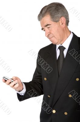 business man sending an sms