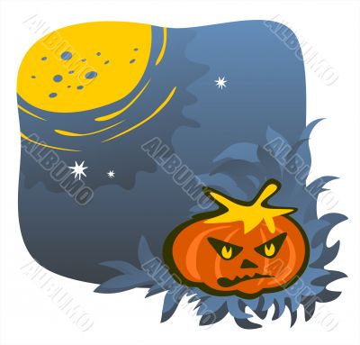 Gloomy pumpkin and moon