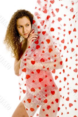 Nice girl behind love curtains