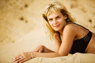 Smiling woman in bikini