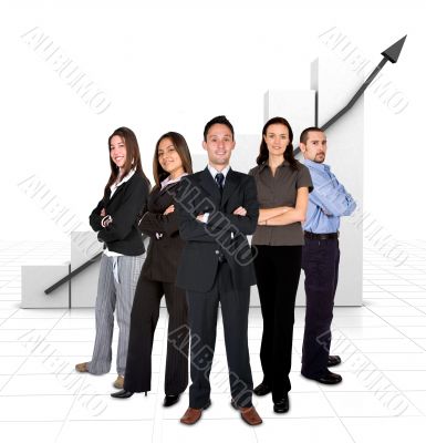 business team in front of a graph