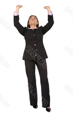 business woman lifting something up