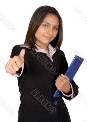 business woman thumbs up