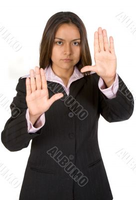 business woman hands on screen