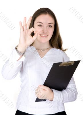 Confident business woman portrait - good job