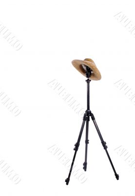 tripod and straw hat