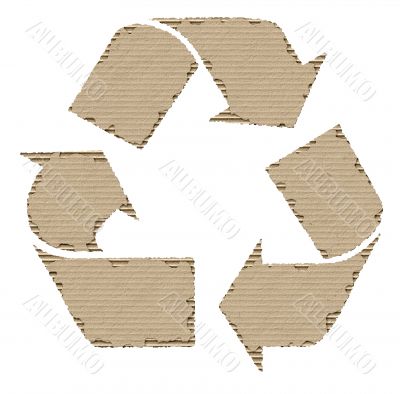 recycling symbol made of cardboard