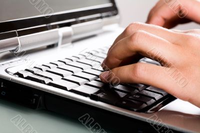 Close-up of typing hands