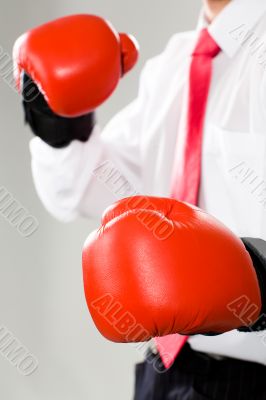 A man in boxing gloves