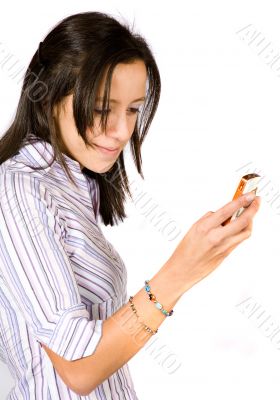 casuasl girl reading an sms casuasl girl reading an sms