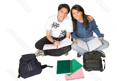 students studying on the floor