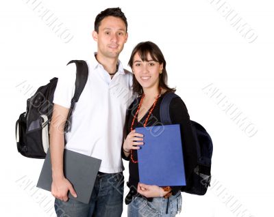 students with books and bags