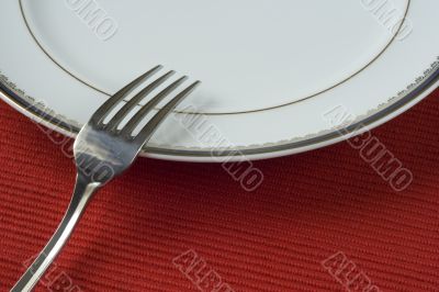 fork and porcelain plate