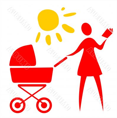 Woman and baby carriage