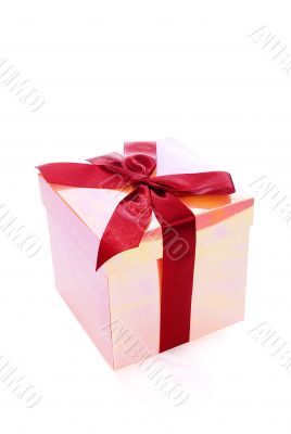 pink fancy box tie up red bow