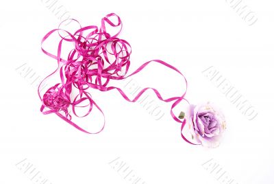 violet artificial rose convoluted in purple tape 3