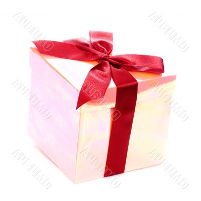 pink fancy box tie up red bow