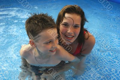 Kids in pool.