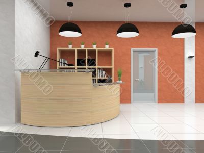 Modern reception in office 3D rendering