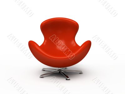 Leather red armchair isolated on white background 3d rendering