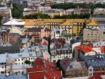 birds eye view of old town ,Riga, Latvia