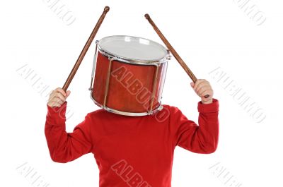 Child with a drum in the head Child with a drum in the head