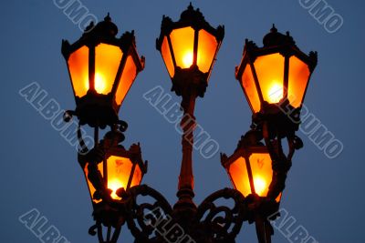 Five Orange Old Lamps